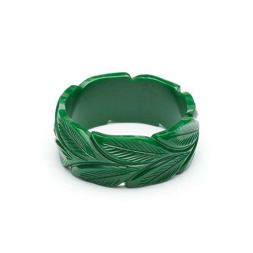 Wide Forest Heavy Carved Fakelite Bangle By Splendette