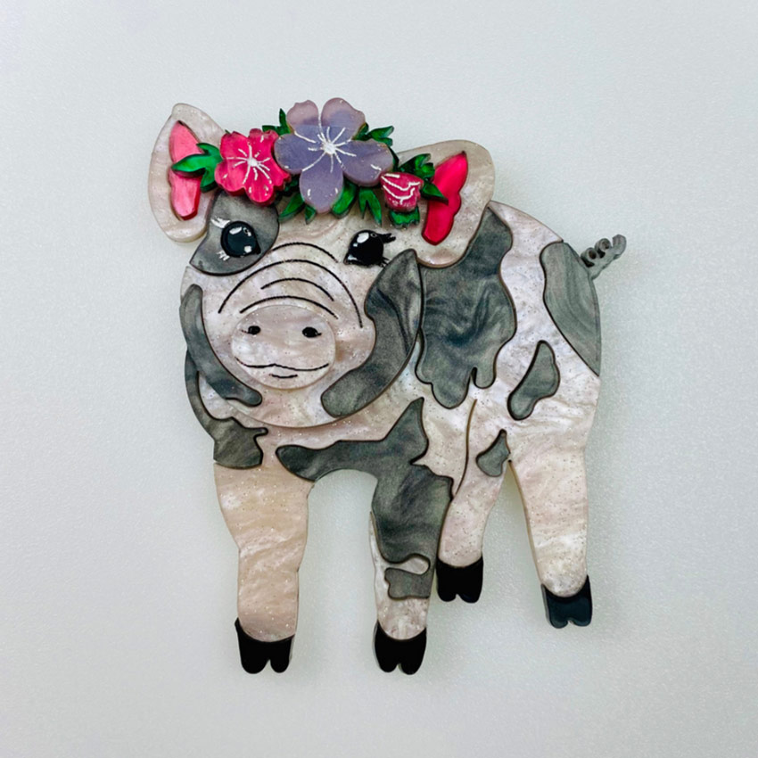 Pretty Pig Brooch By Wildworth Design Co.