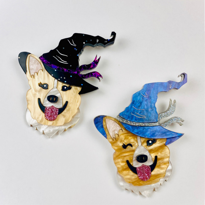Witchy Corgi Brooches By Wildworth Design Co.