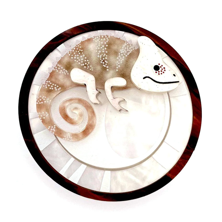 Coconut Chameleon Brooch By Wintersheart