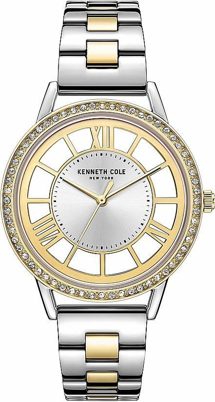 Woman's Kenneth Cole Gold Tone Stainless Steel Crystalized Watch KC51149003