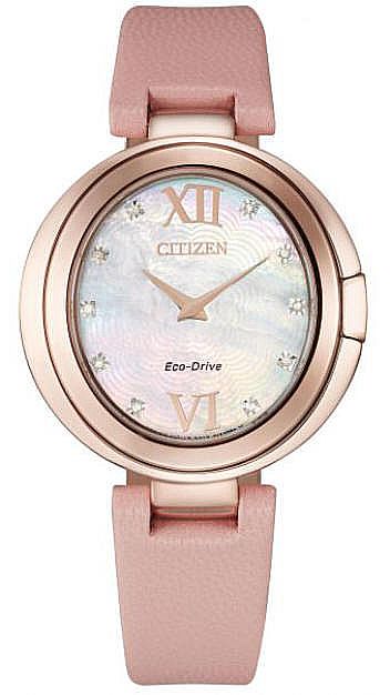 Women's Citizen Capella Eco-Drive Rose Gold Diamond Dial Watch EX1513-18D