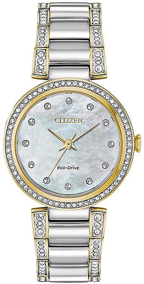 Women's Citizen Silhouette Crystal Eco-Drive Two Tone Watch EM0844-58D