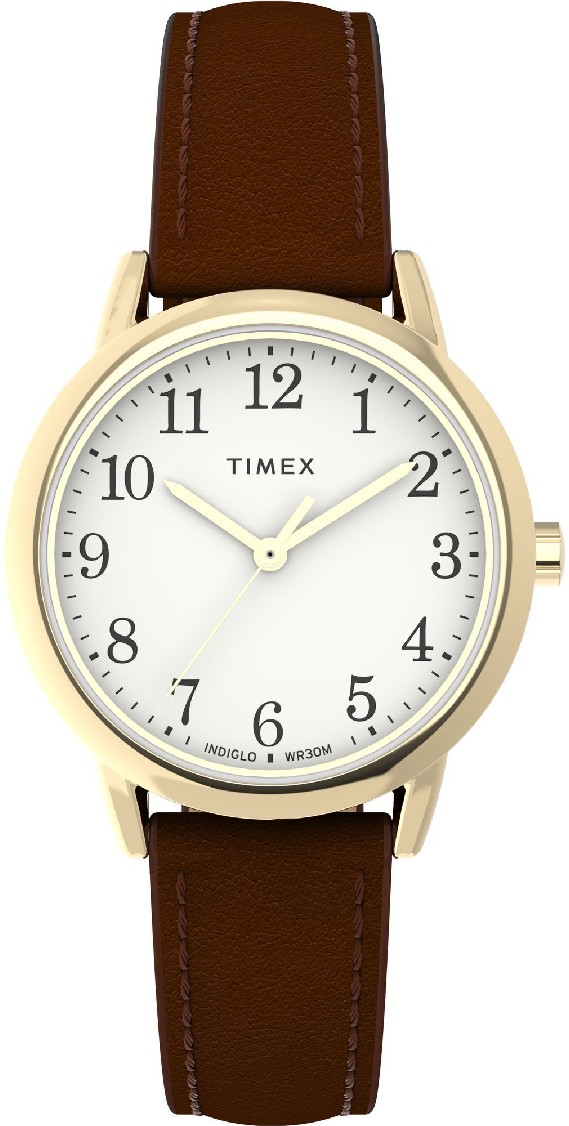 Women's Easy Reader 30mm Gold-Tone Brown Vegan Leather Strap Watch TW2W32600