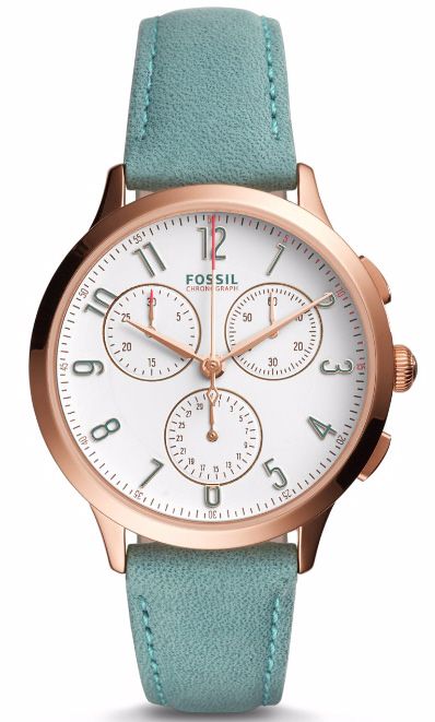 Women's Fossil Abilene Chronograph Teal Leather Watch CH3089
