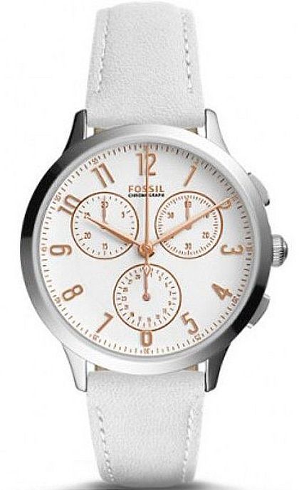 Women's Fossil Abilene Chronograph White Leather Watch CH4000