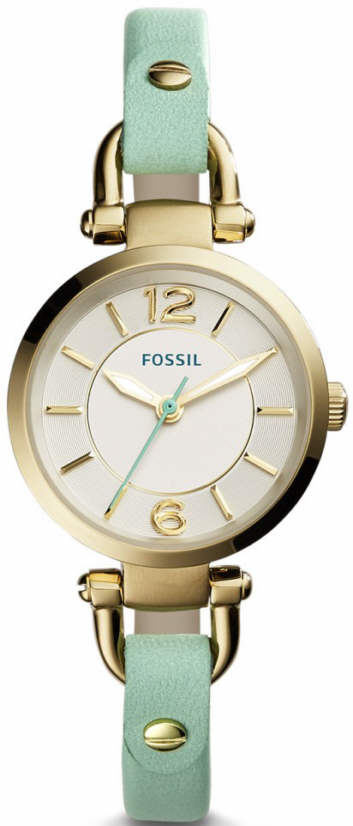 Women's Fossil Georgia Mini Green Leather Strap Watch ES3999