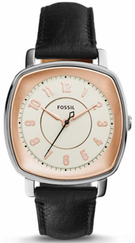 Women's Fossil Idealist Black Leather Strap Watch ES3998