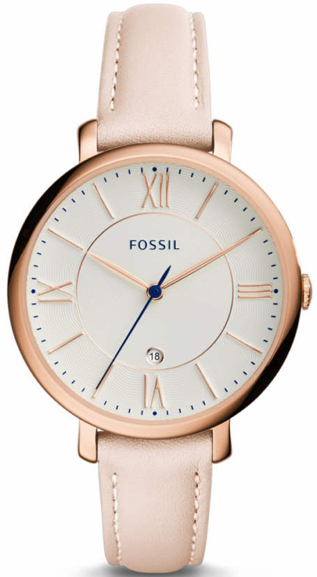 Women's Fossil Jacqueline Blush Tone Leather Strap Watch ES3988