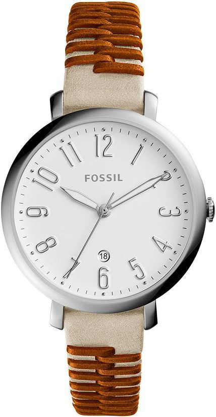 Women's Fossil Jacqueline Tan And Brown Leather Watch ES4209