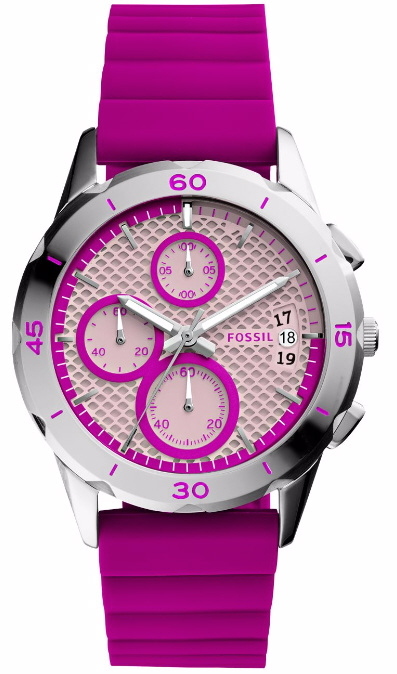 Women's Fossil Modern Pursuit Pink Silicone Strap Watch ES4220