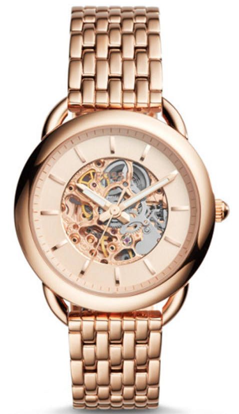 Women's Fossil Tailor Automatic Rose Gold Tone Watch ME3145