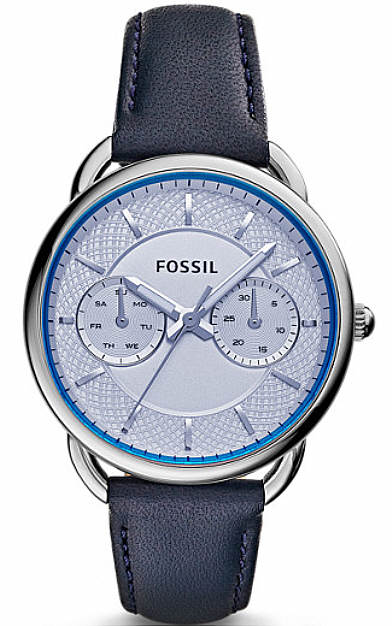 Women's Fossil Tailor Blue Leather Strap Watch ES3966