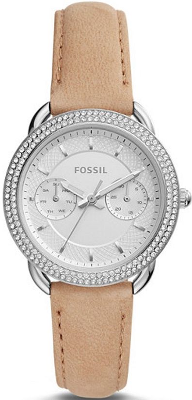 Women's Fossil Tailor Multifunction Brown Leather Strap Watch ES4053
