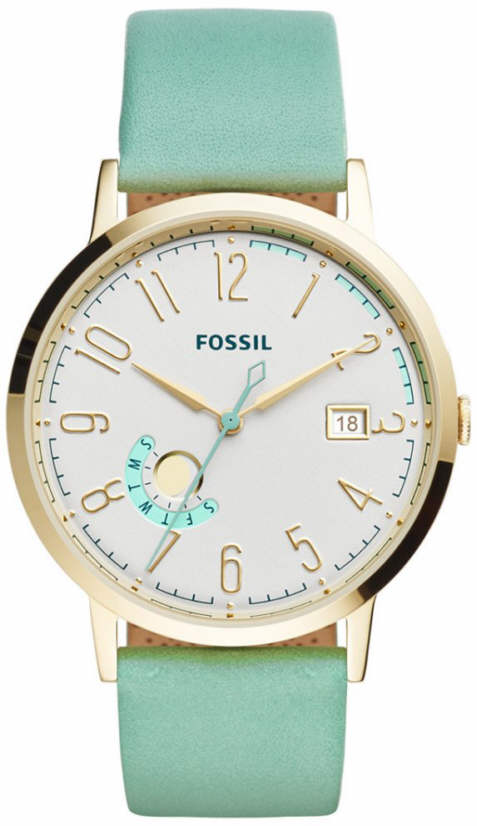 Women's Fossil Vintage Muse Green Leather Strap Watch ES3990