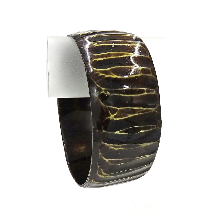 Vintage Hand Carved Dyed Resin Bangle Size XL