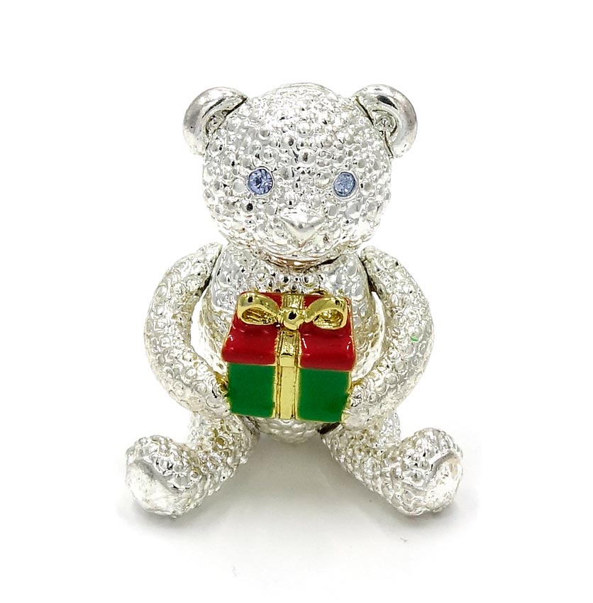 Vintage Articulated Christmas Bear Pin By Napier